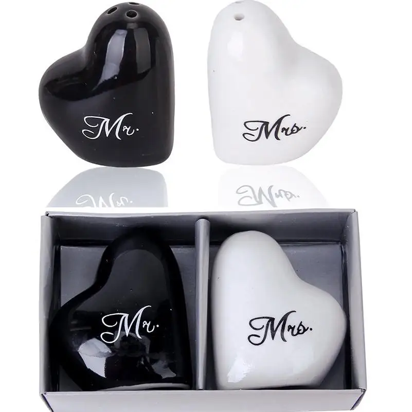 Mr. & Mrs. Keramik Salz- & Pfefferstreuer – Kreatives Rund + Würfel Design | Hochzeit & Party Geschenkset Küchen Deko