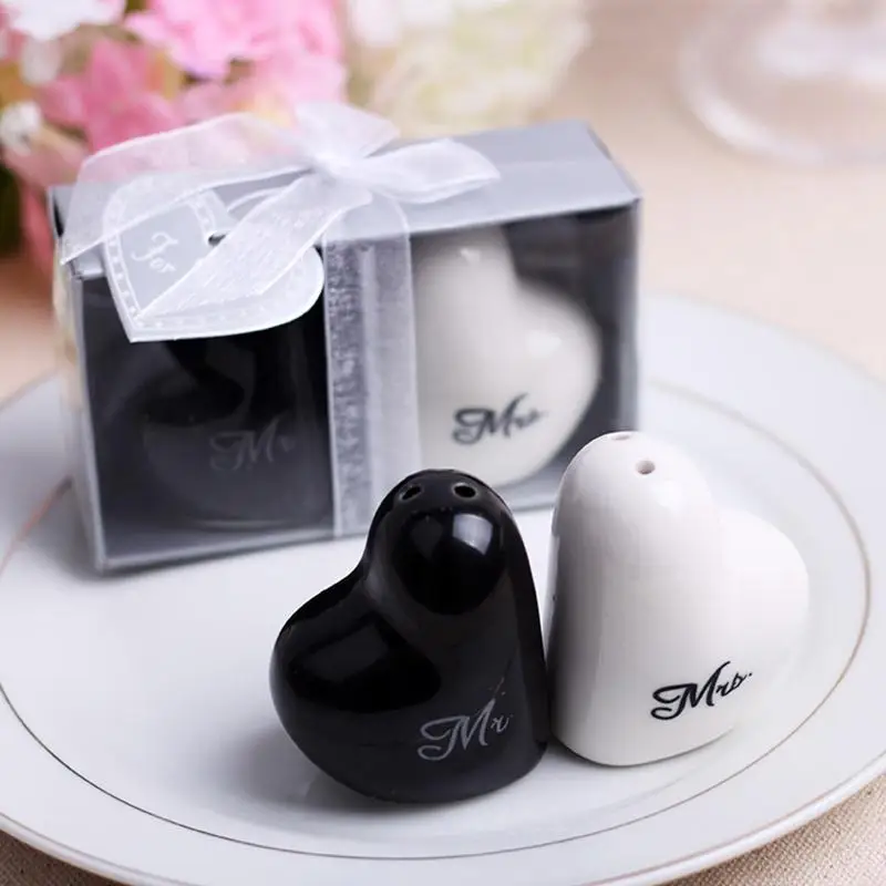 Mr. & Mrs. Keramik Salz- & Pfefferstreuer – Kreatives Rund + Würfel Design | Hochzeit & Party Geschenkset Küchen Deko
