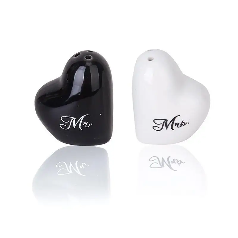 Mr. & Mrs. Keramik Salz- & Pfefferstreuer – Kreatives Rund + Würfel Design | Hochzeit & Party Geschenkset Küchen Deko