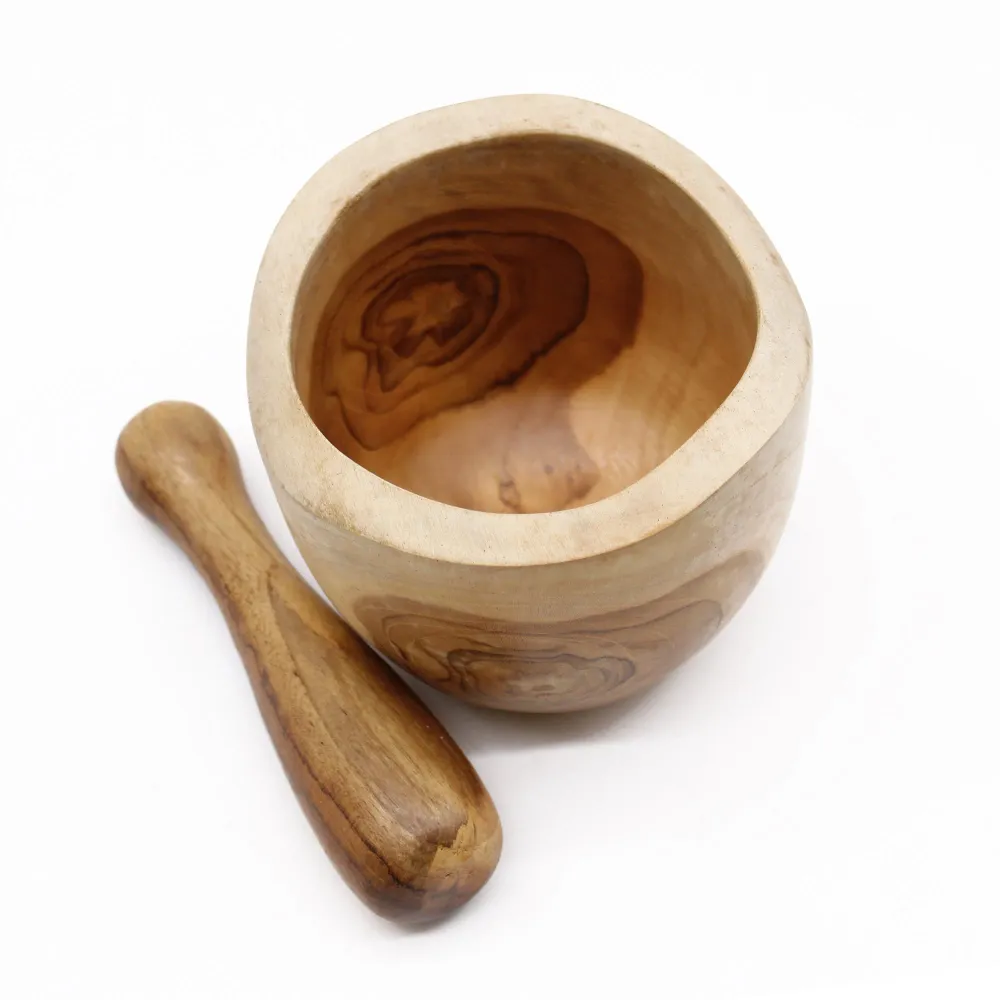 Mörser und Stößel, 2-teilig, Teakholz, groß