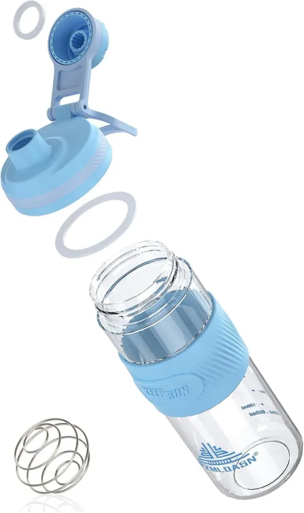Protein Shaker 650ml Blau Auslaufsicher BPA-frei Fitness