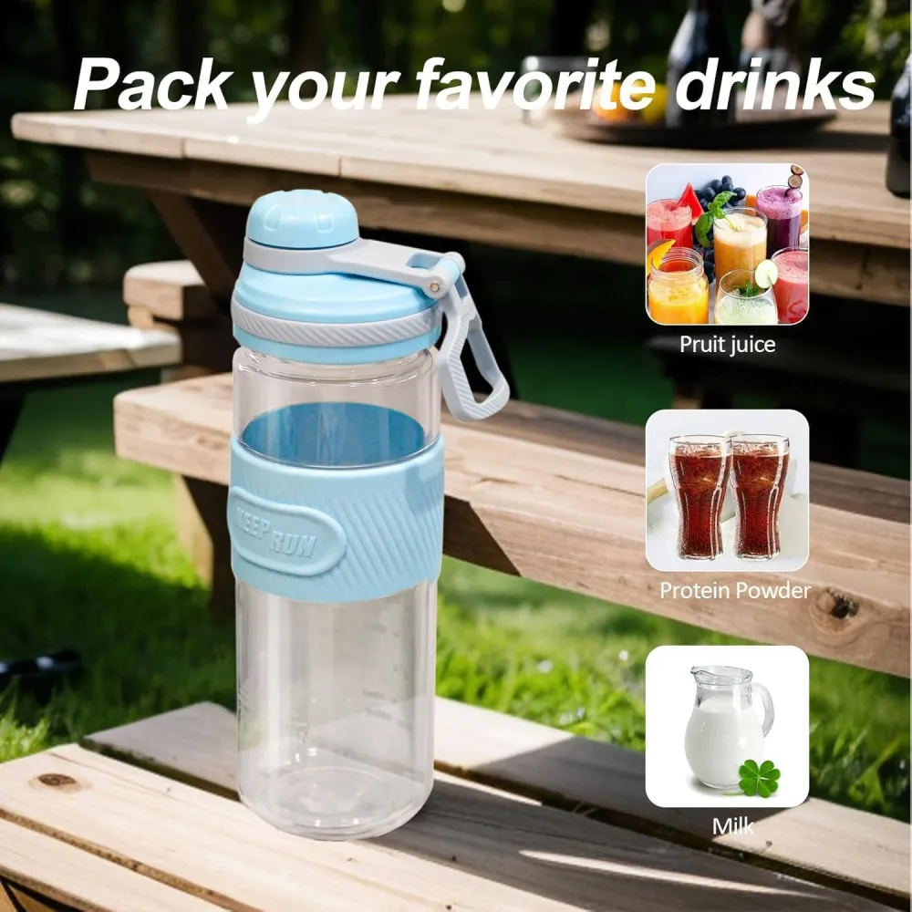 Protein Shaker 650ml Blau Auslaufsicher BPA-frei Fitness
