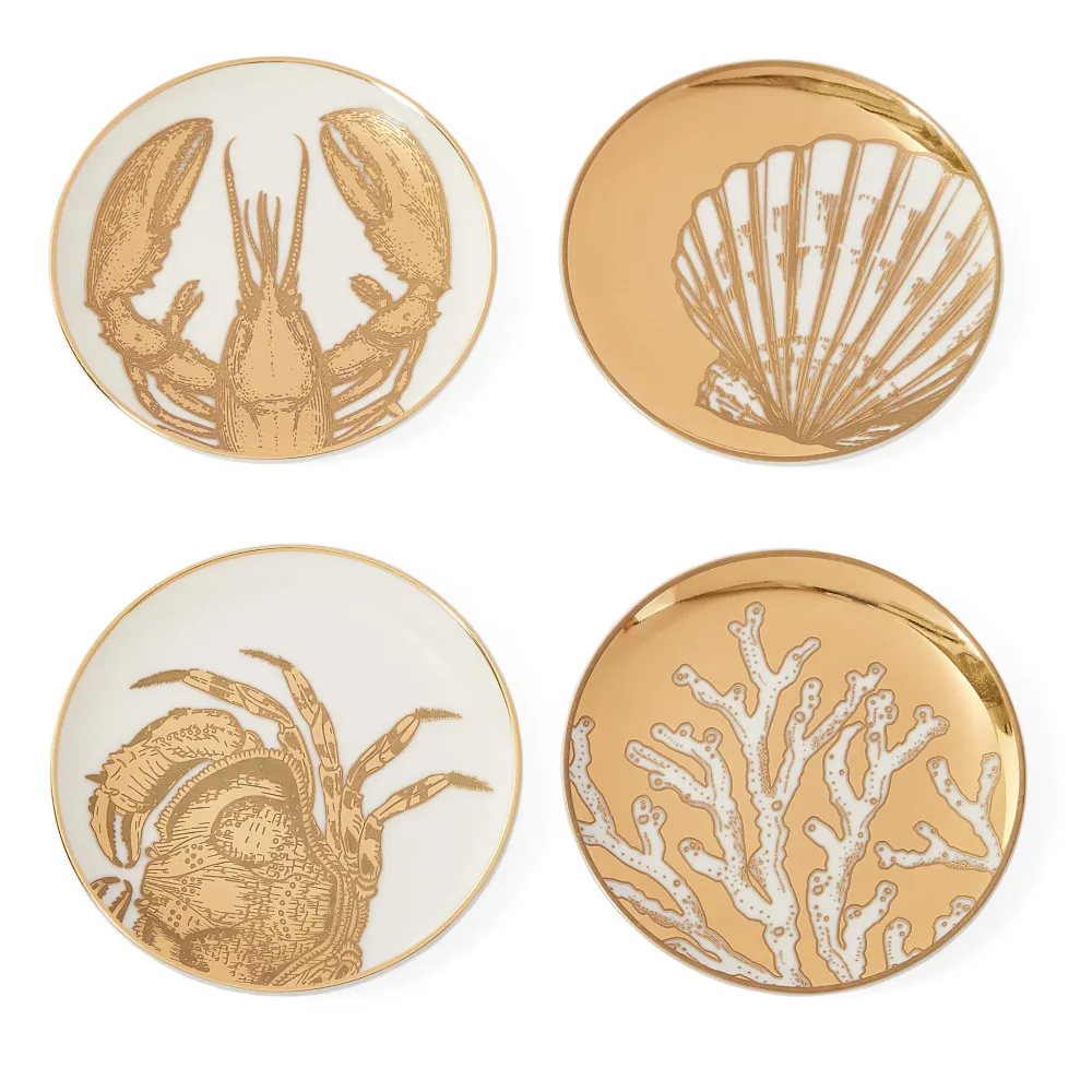 Untersetzer MARITIME 4er-Set Weiß/Gold
