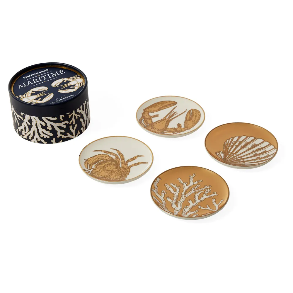 Untersetzer MARITIME 4er-Set Weiß/Gold