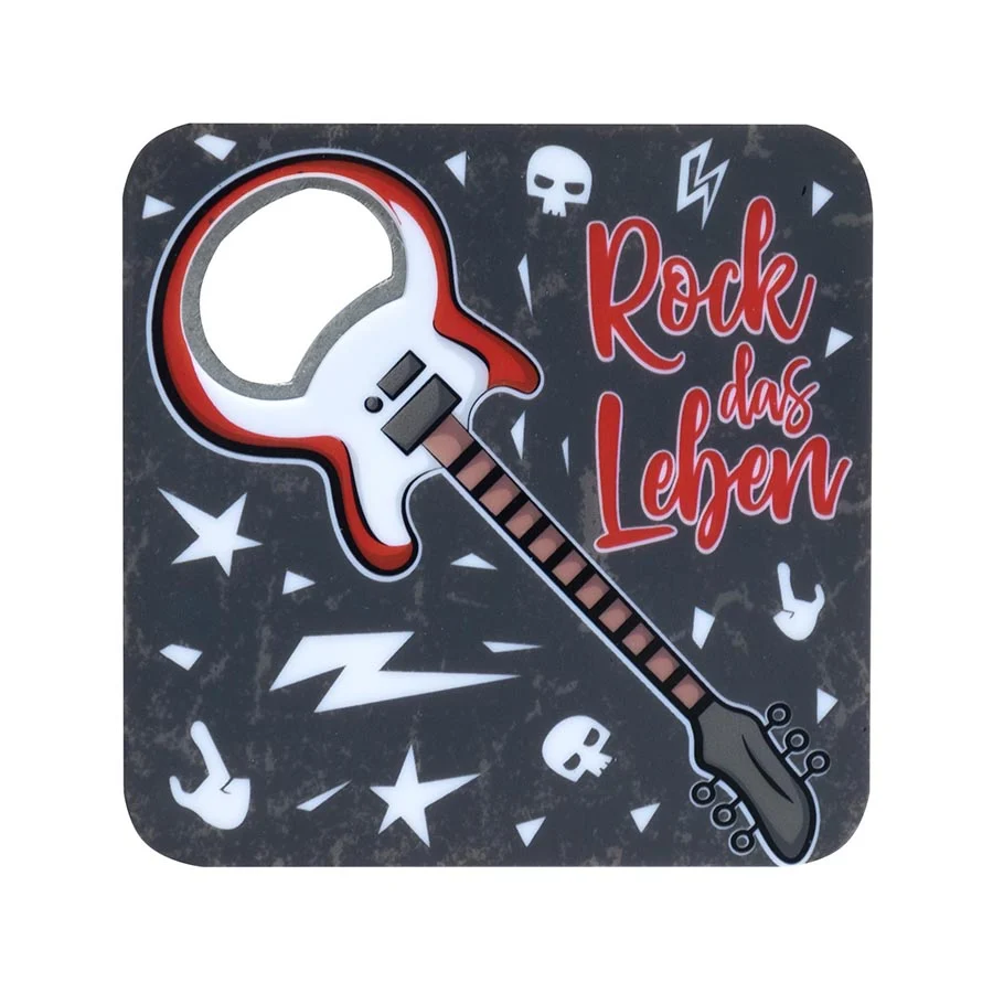 Untersetzer mit Flaschenöffner Rock das Leben