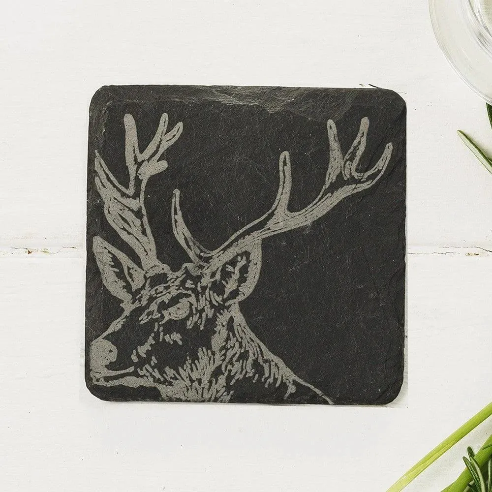 Untersetzer Rothirsch - Graviert - Schiefer - Just Slate Company Schottland