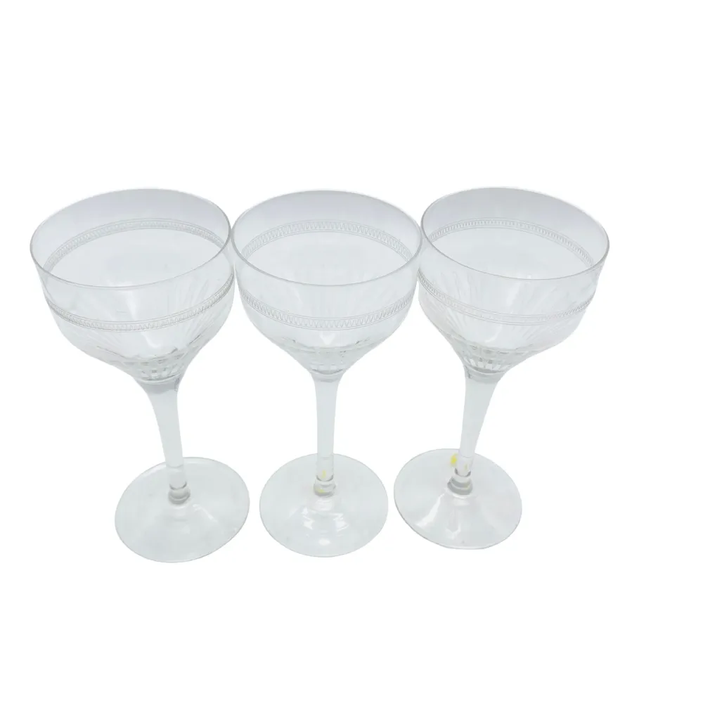 Vintage Weingläser 3er Set beschliffen 60er 70er Mid Century Lounge
