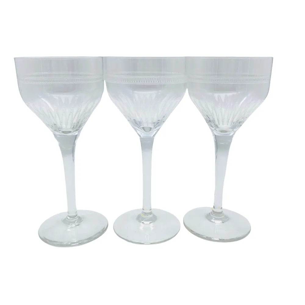 Vintage Weingläser 3er Set beschliffen 60er 70er Mid Century Lounge