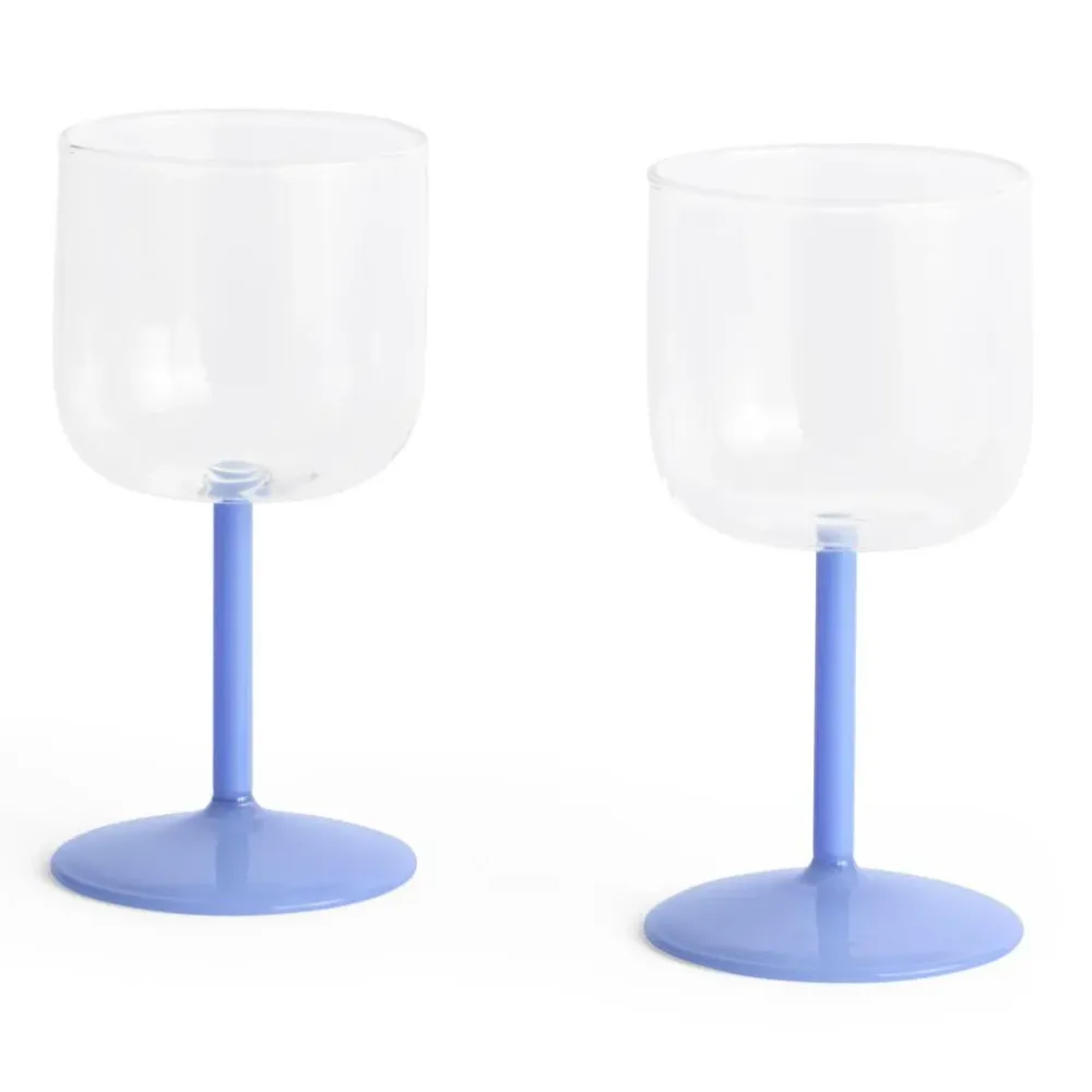 Weingläser „Tint Clear & Light Blue“ 2 Stk. | 2er-Set mit feinem Farbspiel | HAY