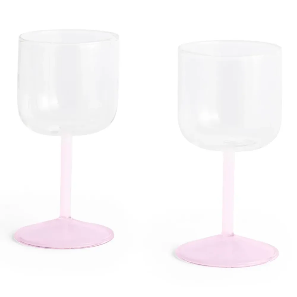 Weingläser „Tint Clear & Light Pink“ 2 Stk. | 2er-Set mit Farbakzent | HAY