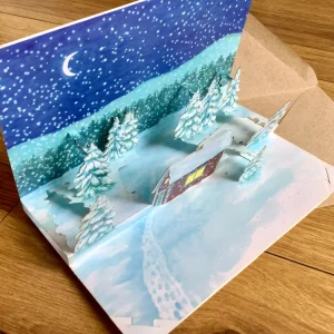 3D-Karte Pop-up-Karte Haus im Schnee Gollnow