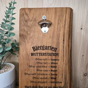 Biergarten Wetterstation - Wand-Flaschenöffner aus Holz