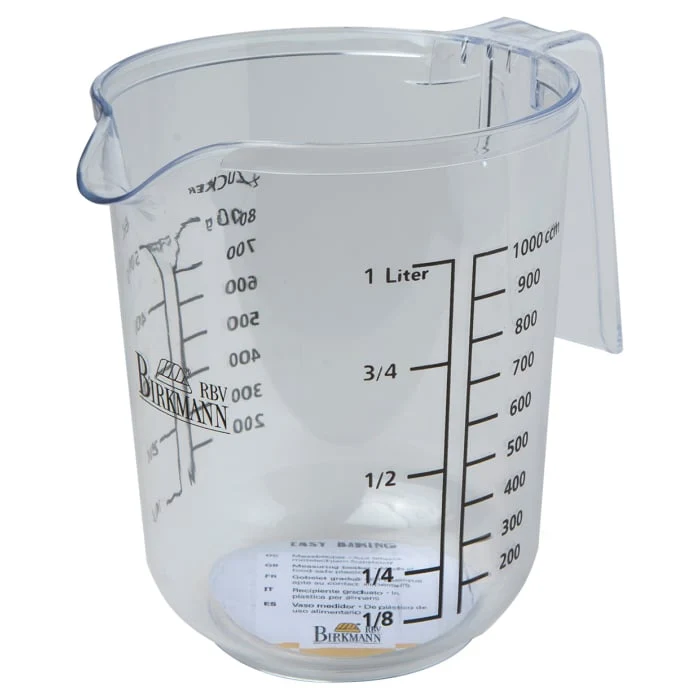 Easy Baking, Messbecher, Ø 12 cm, Höhe 15 cm, BPA frei, transparent, mit Rutschgummi, mit Skalierung, aus lebensmittelecht...