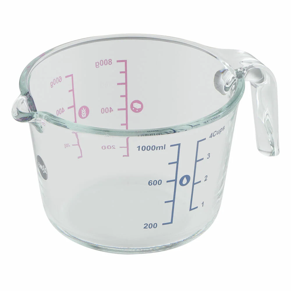 Emsa Messkanne Prep & Bake, Messbecher, Glas, Transparent, 1 L, K32361