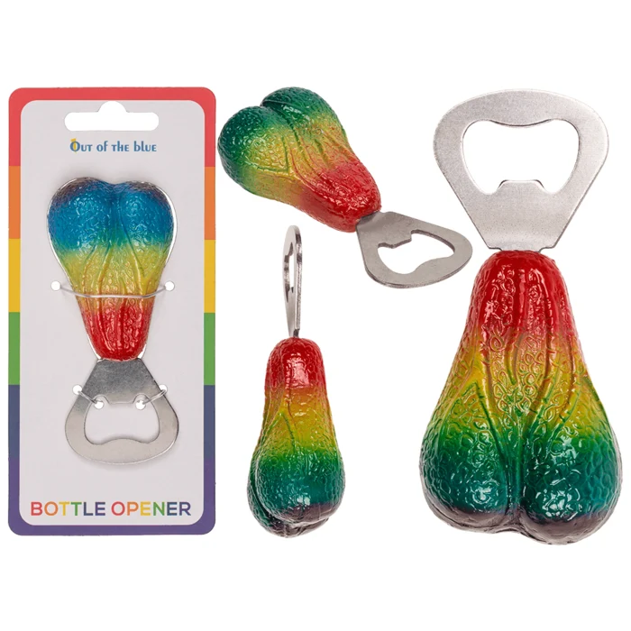 Flaschenöffner aus Metall | Regenbogen-Hodensack