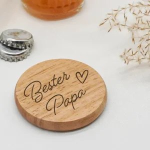Flaschenöffner „Bester Papa“ – Rundes Design aus Holz | Persönliches Geschenk zum Vatertag, Geburtstag oder Weihnachten