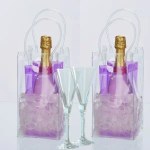 Flaschenkühler Eistasche, Weinkühler, Getränkekühler Garten, Sektkühler, 2er Set, lila