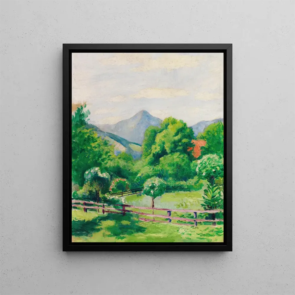 Gemälde Garten am Tegernsee mit Haus und Berg - August Macke | Kunstdruck