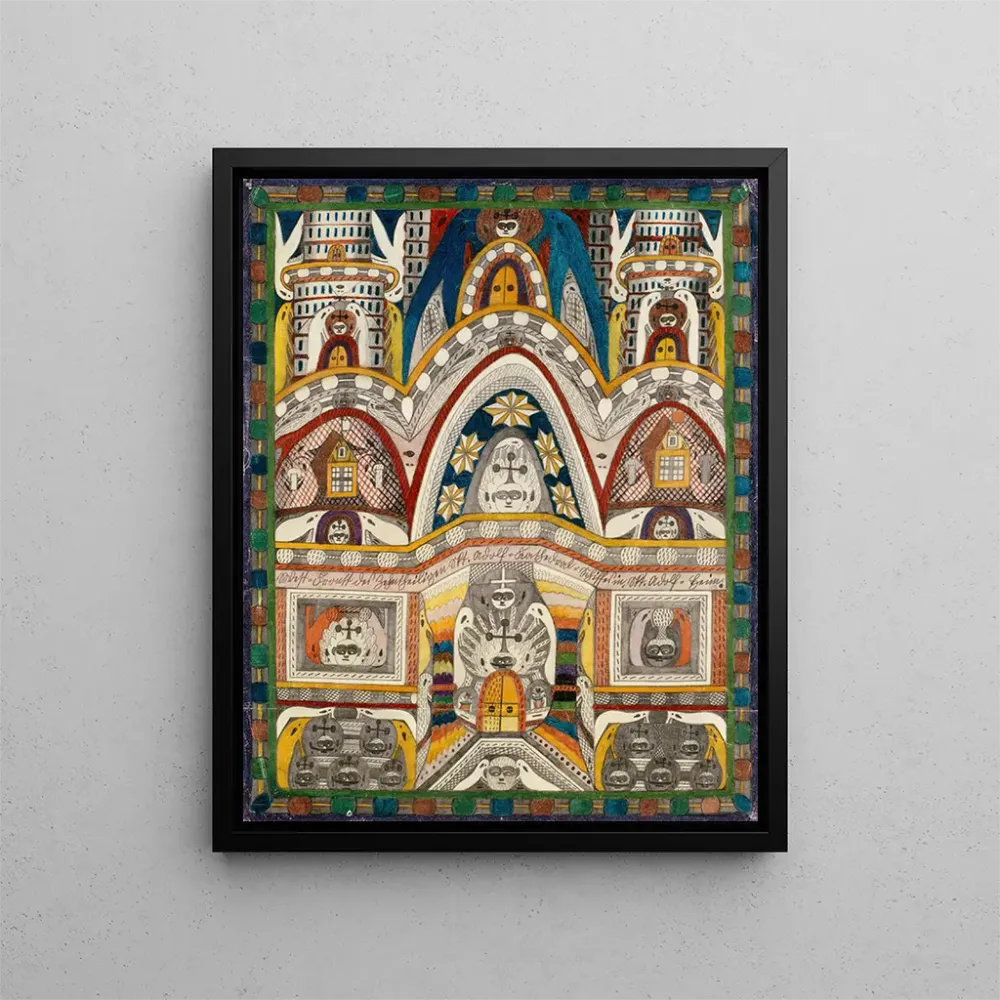 Gemälde Westfassade des Schiffes der Kathedrale Saint-Adolf de la Dîme im Haus Saint-Adolf - Adolf Wölfli | Kunstdruck