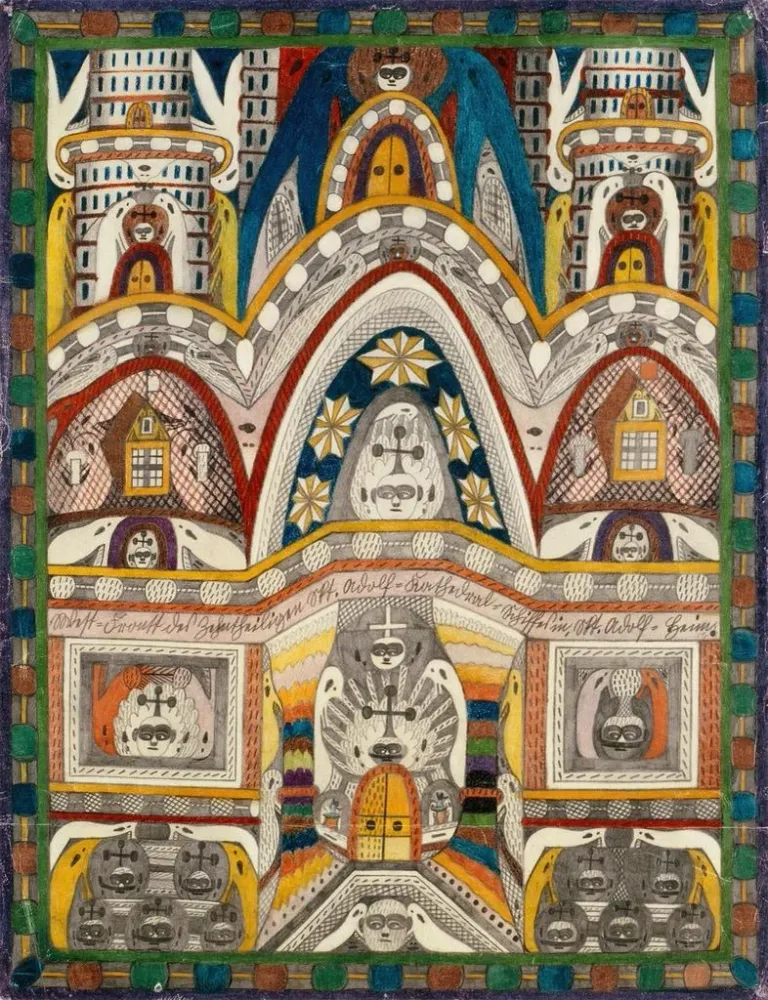 Gemälde Westfassade des Schiffes der Kathedrale Saint-Adolf de la Dîme im Haus Saint-Adolf - Adolf Wölfli | Kunstdruck