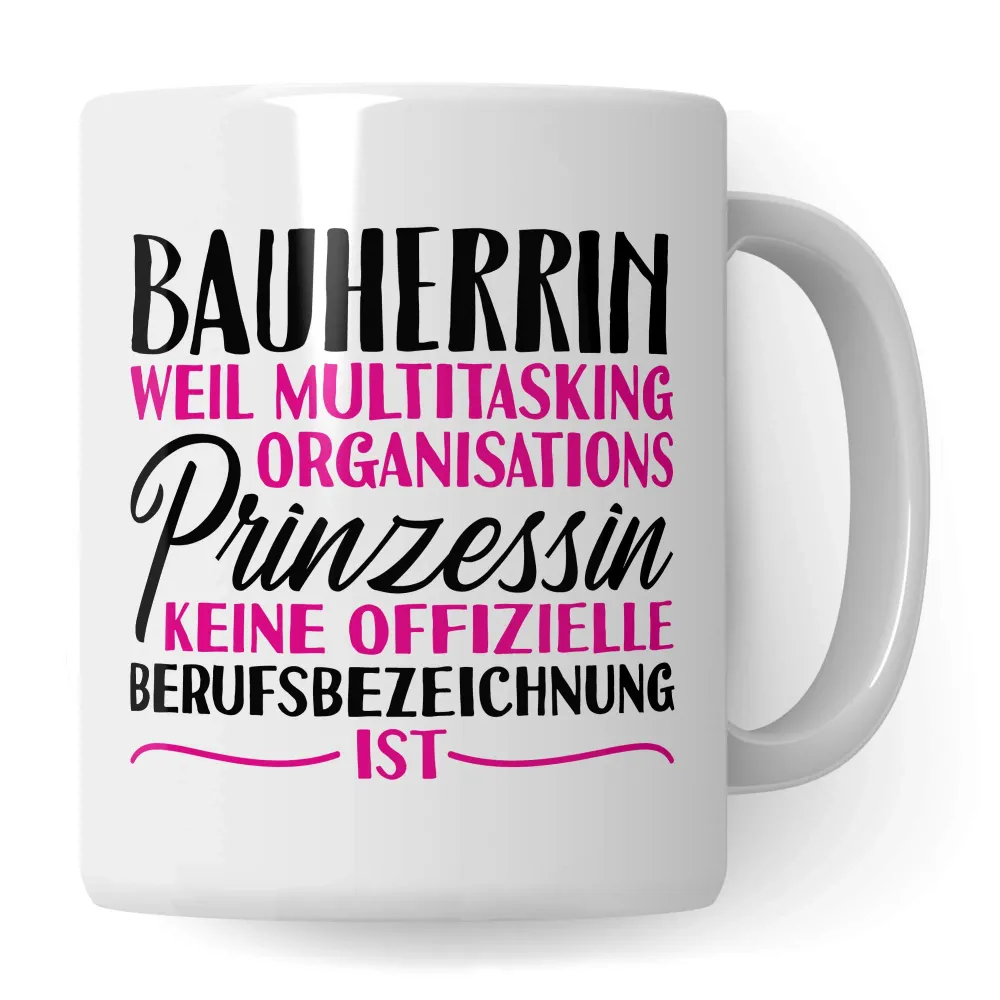 Pagma Druck Bauherrin Geschenk, Richtfest Tasse, Becher Geschenke zum Richtfest, Geschenkideen zum Hausbau Haus Baustelle,...
