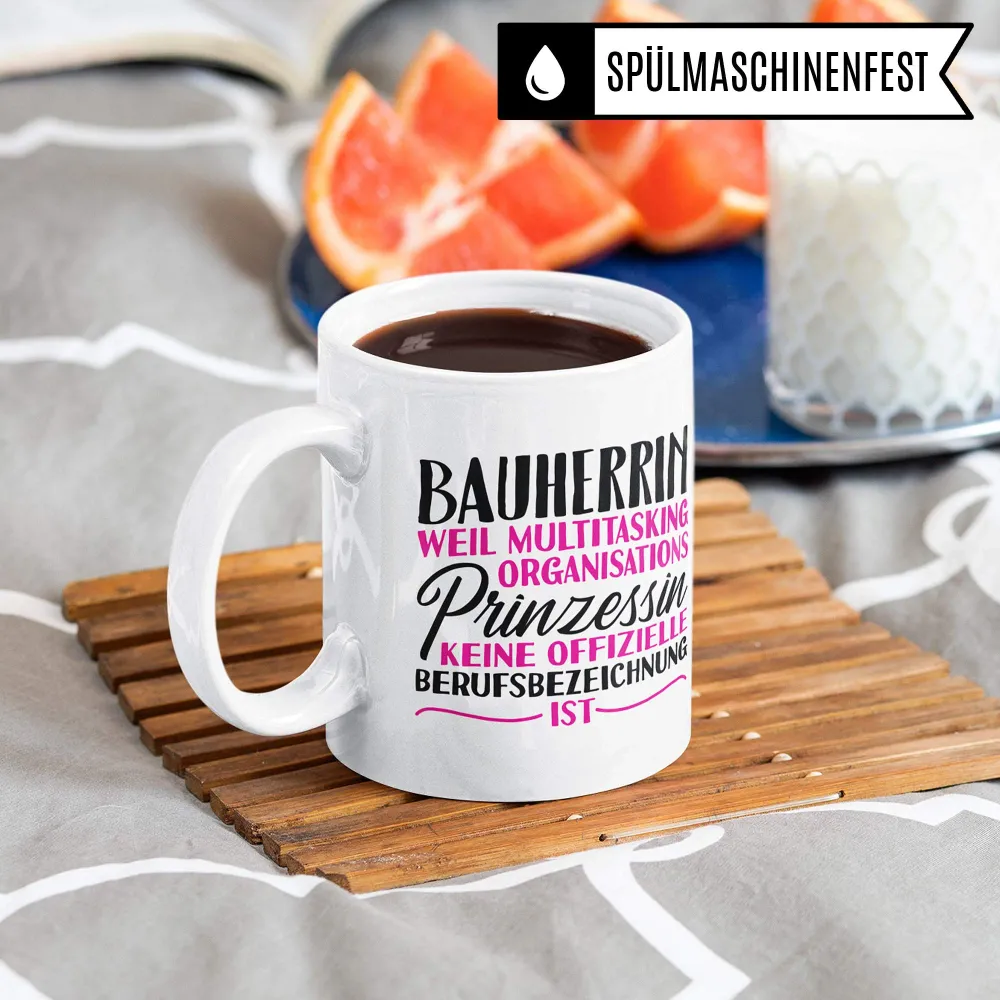 Pagma Druck Bauherrin Geschenk, Richtfest Tasse, Becher Geschenke zum Richtfest, Geschenkideen zum Hausbau Haus Baustelle,...