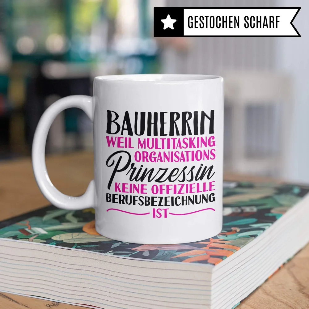 Pagma Druck Bauherrin Geschenk, Richtfest Tasse, Becher Geschenke zum Richtfest, Geschenkideen zum Hausbau Haus Baustelle,...