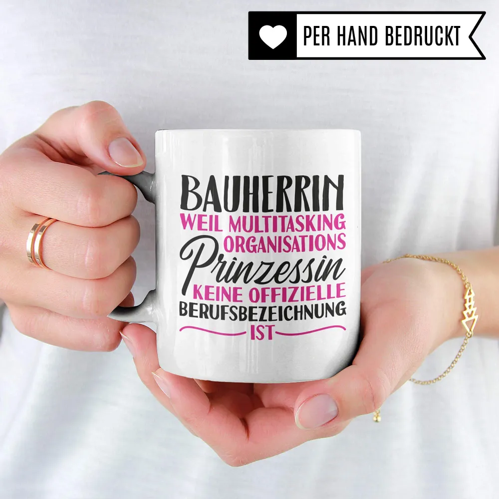 Pagma Druck Bauherrin Geschenk, Richtfest Tasse, Becher Geschenke zum Richtfest, Geschenkideen zum Hausbau Haus Baustelle,...