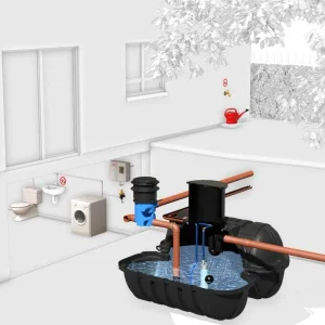 Roth Regenwasseranlage für Haus&Garten 5000 Liter, mit Tauchdruckpumpe und Nachspeisung