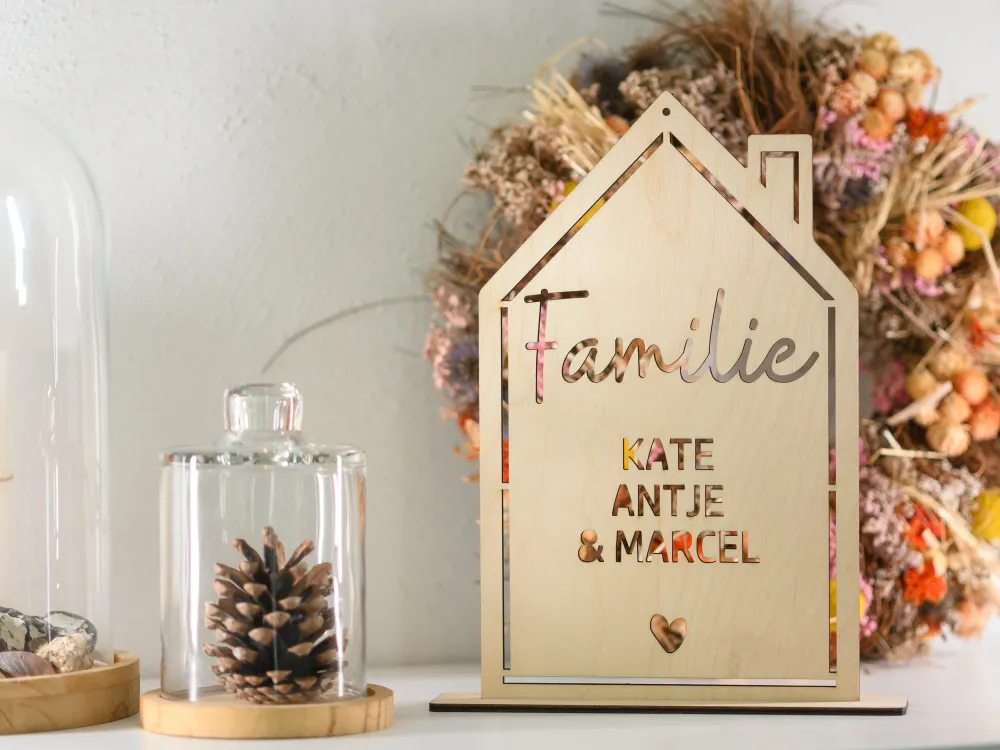 Unser "KLEINES HAUS" mit Namen, Geschenk zum Einzug, Geschenk zum Richtfest, personalisiertes Einweihungsgeschenk, Haus mi...