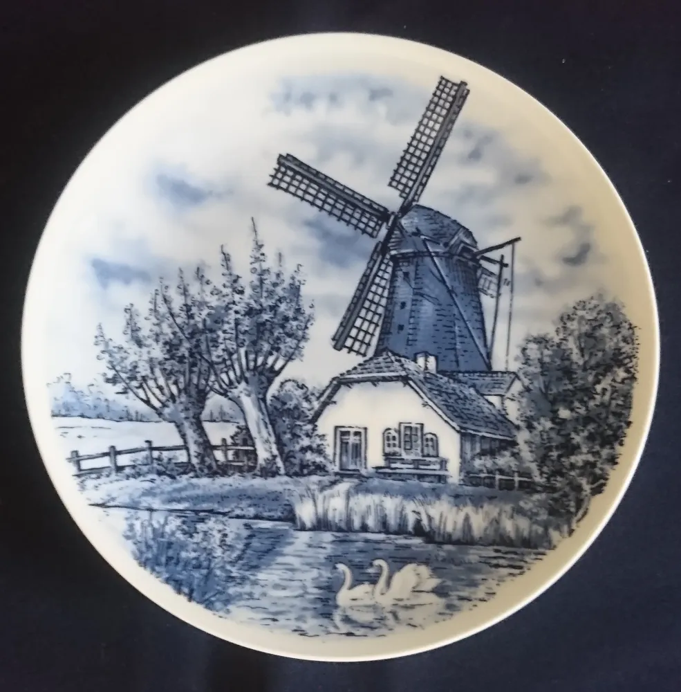 WAND~ SAMMELTELLER - Porzellan, Flora Fauna Windmühle Haus Landschaft Motiv Dekor