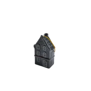 Weihnachtsschmuck – Haus – Keramik – Schwarz – 3,5 x 2 x 6,5 cm