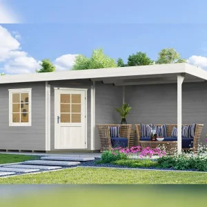 Weka Gartenhaus 5-Eck-Haus 213 Gr 2 grau Anbau 300 cm