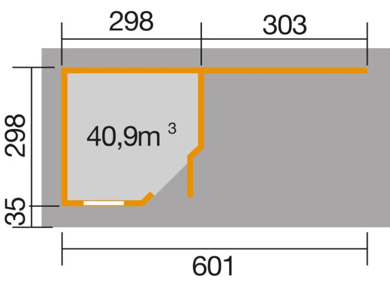 Weka Gartenhaus 5-Eck-Haus 213 Gr 2 grau Anbau 300 cm