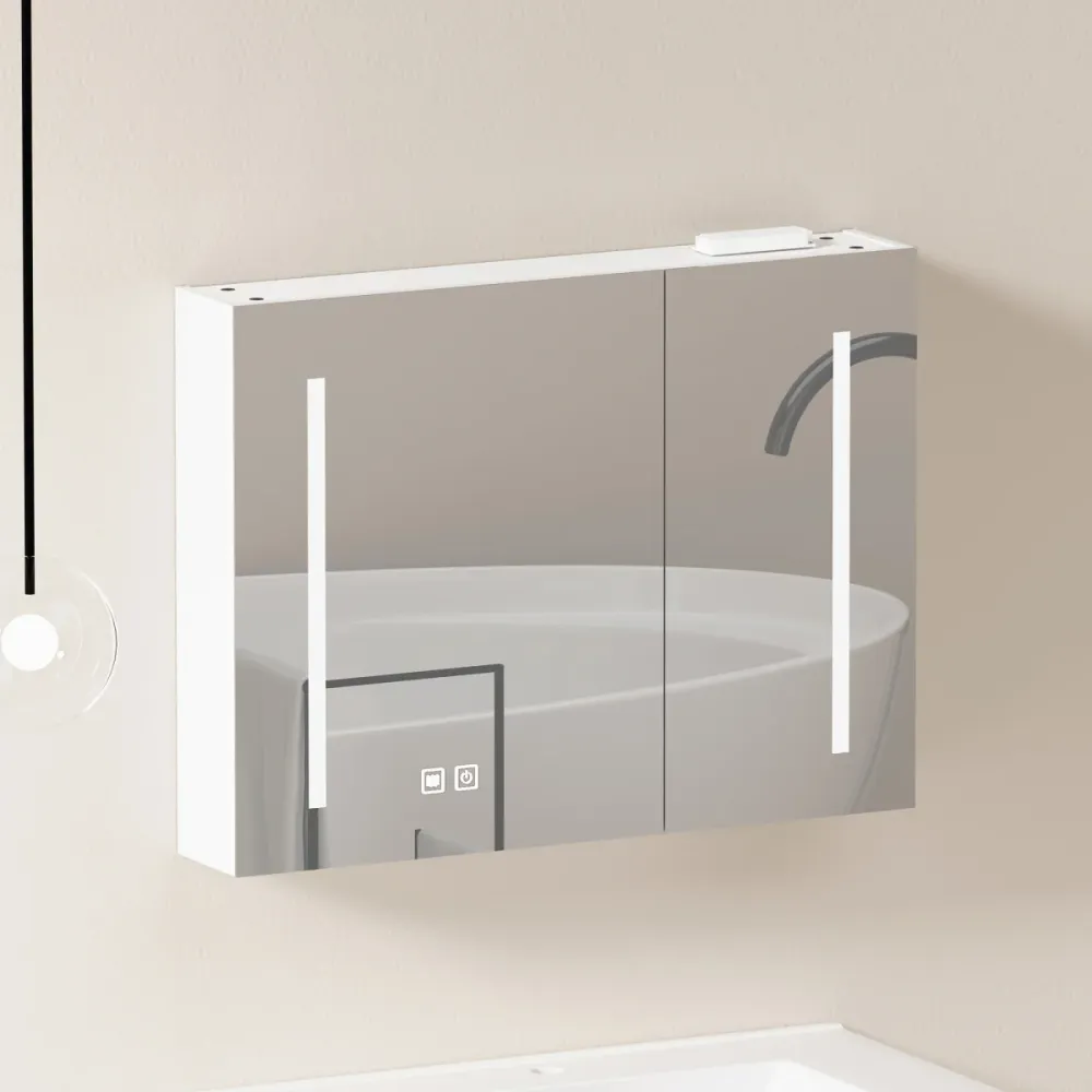 80cm Stylischer LED-Spiegelschrank, Wanderschrank – Spiegelschrank mit Stauraum für Badezimmer, Wohnzimmer und Schlafzimmer
