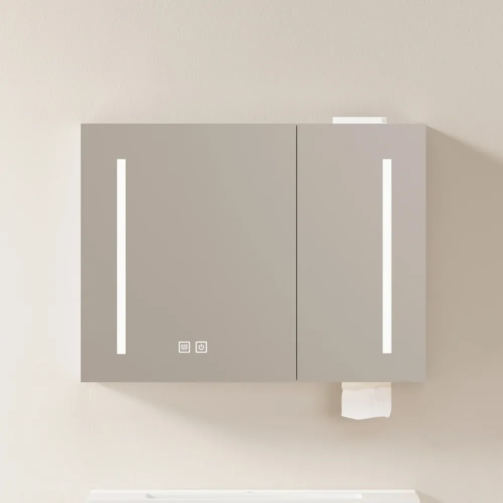 80cm Stylischer LED-Spiegelschrank, Wanderschrank – Spiegelschrank mit Stauraum für Badezimmer, Wohnzimmer und Schlafzimmer