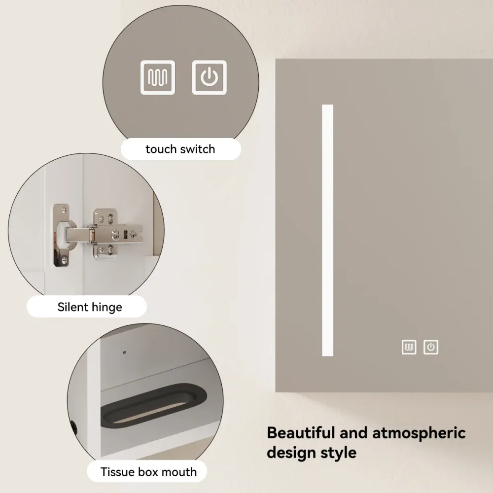 80cm Stylischer LED-Spiegelschrank, Wanderschrank – Spiegelschrank mit Stauraum für Badezimmer, Wohnzimmer und Schlafzimmer