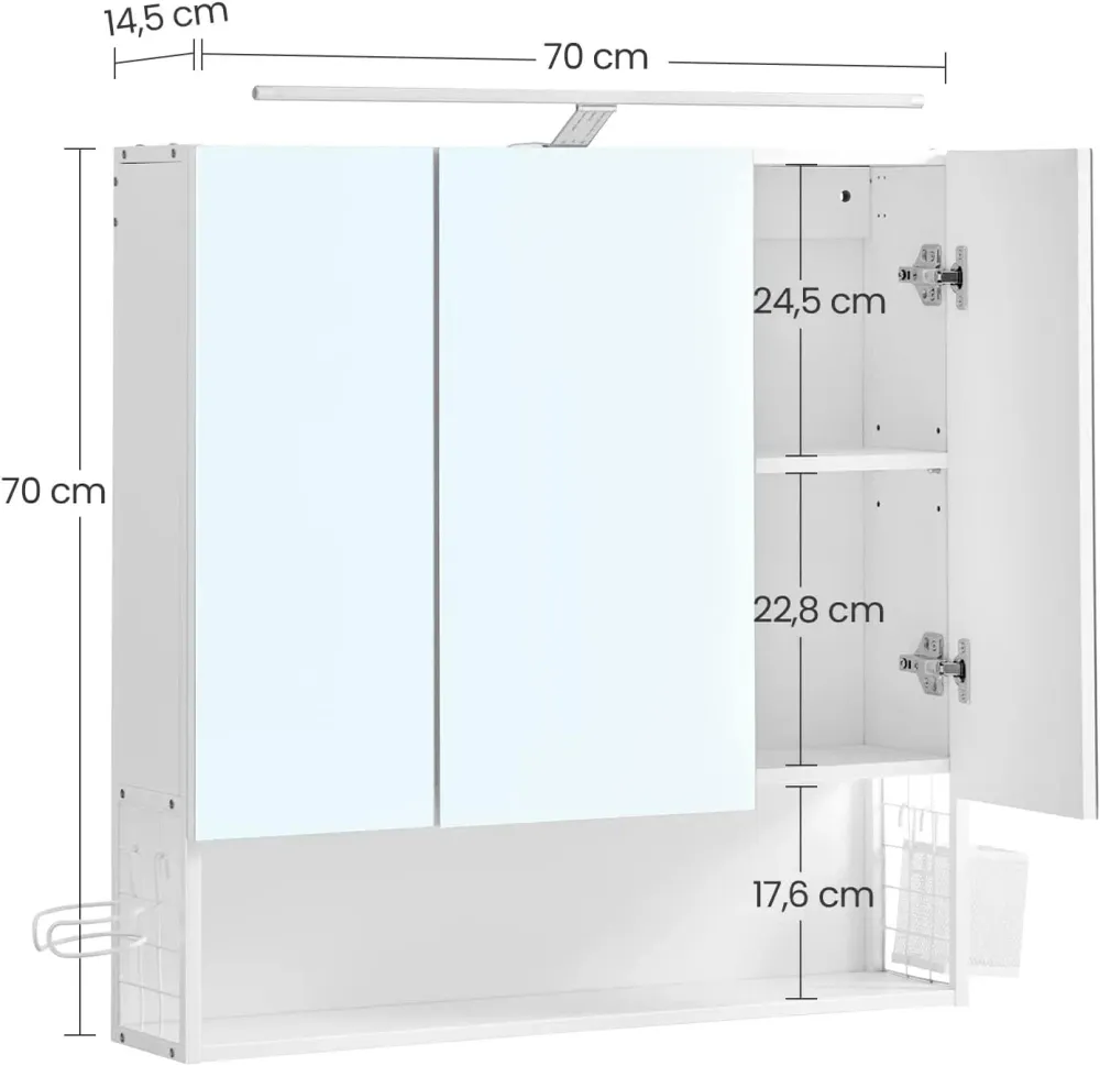 Badezimmerschrank Spiegelschrank LED Beleuchtung Wolkenweiss