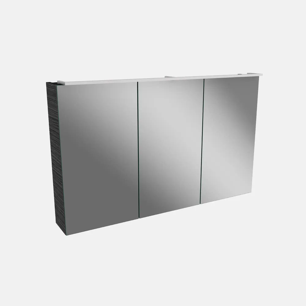 Spiegelschrank L5 | 100 cm mit dimmbarer Leuchte und 3 Türen, Dark Oak