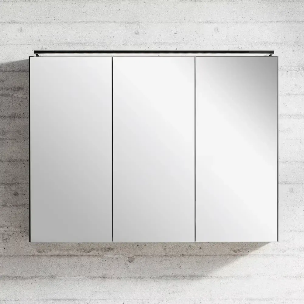 Spiegelschrank L5 | 100 cm mit dimmbarer Leuchte und 3 Türen, Dark Oak