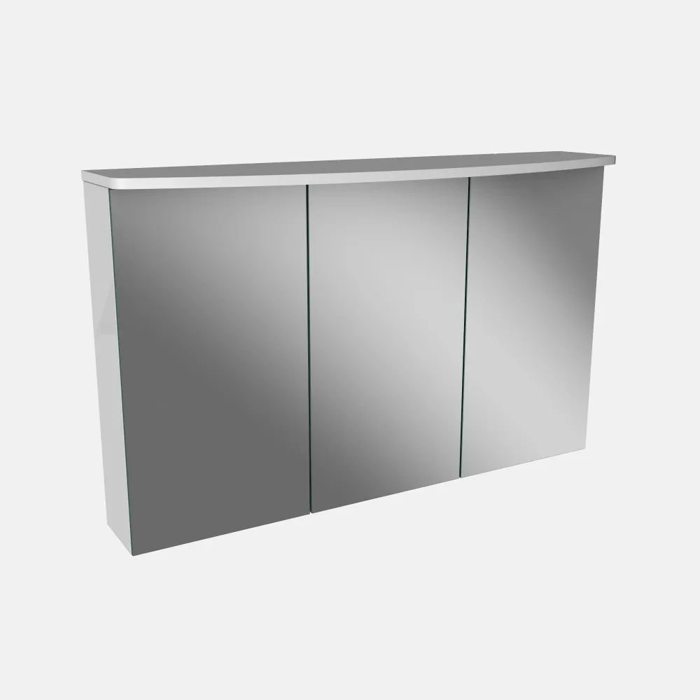 Spiegelschrank L4 I 100 cm mit einer dimmbaren LED-Leuchte und drei Türen, Weiß Hochglanz