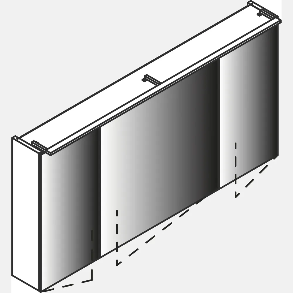 Spiegelschrank L5 | 120 cm mit dimmbarer LED-Leuchte und drei Türen, Weiß Hochglanz
