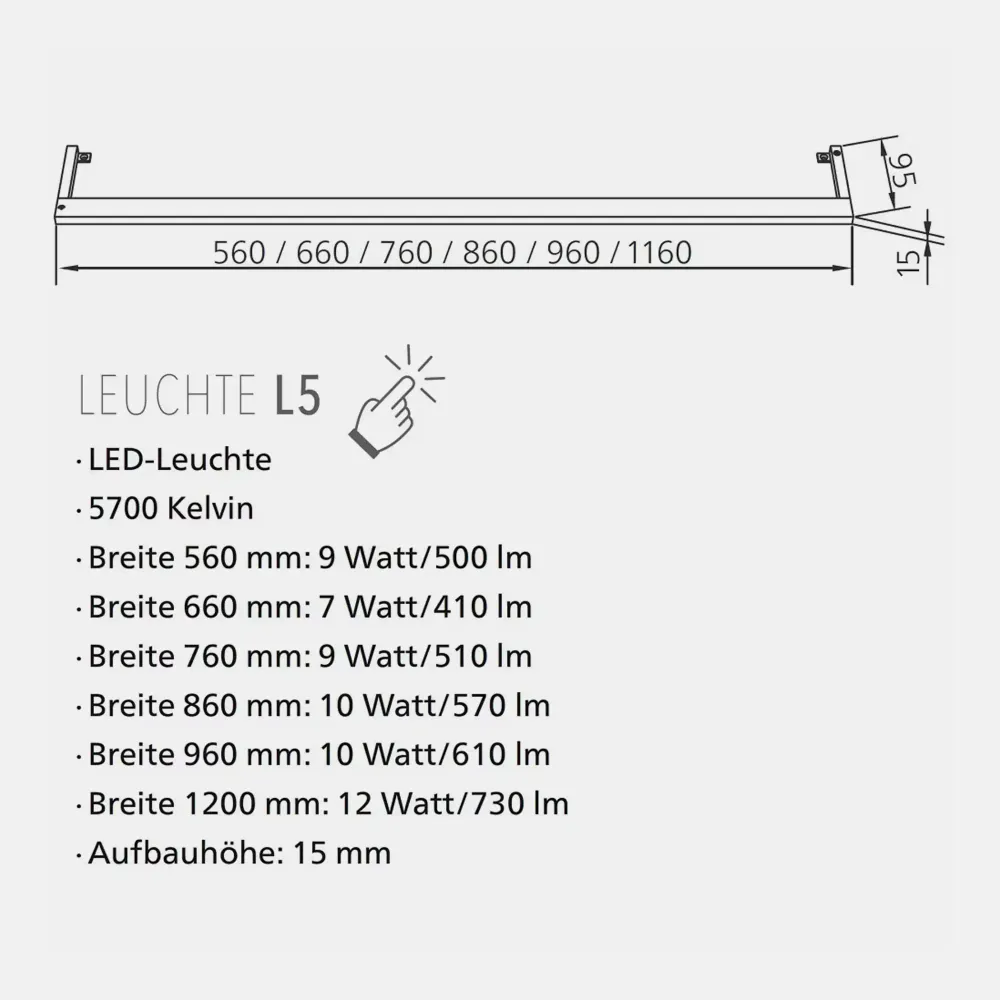 Spiegelschrank L5 | 120 cm mit dimmbarer LED-Leuchte und drei Türen, Weiß Hochglanz