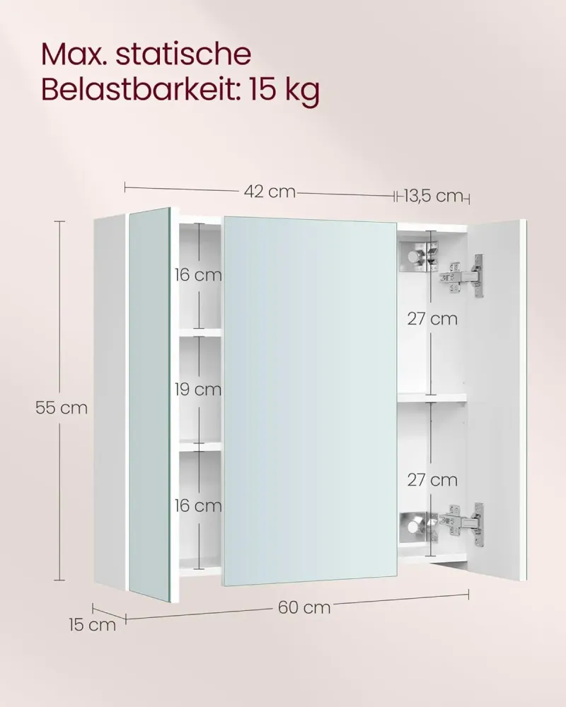 Spiegelschrank Badezimmerschrank mit Türen Weiss