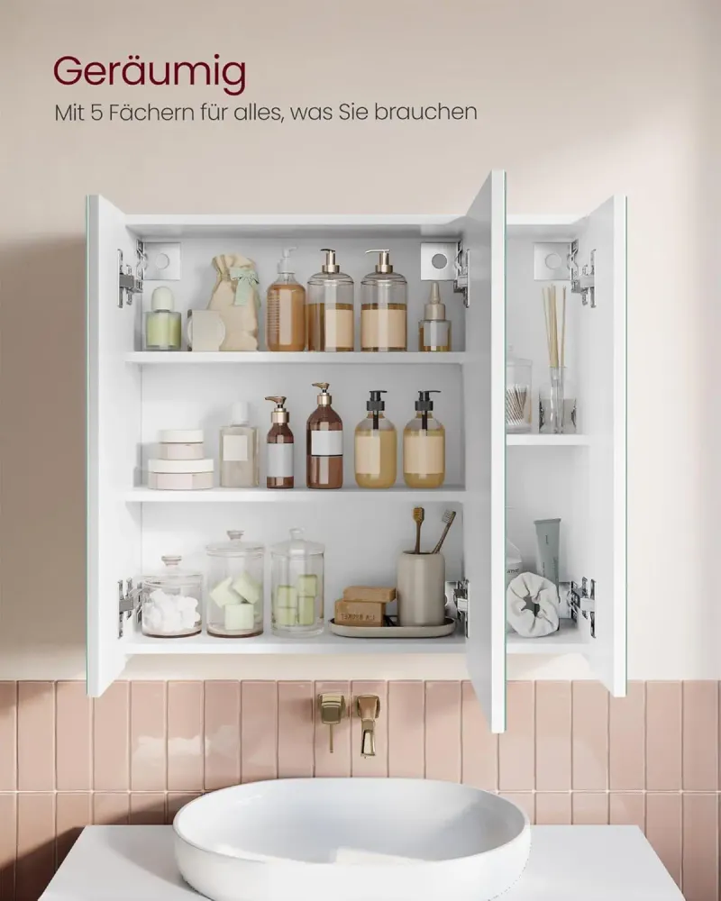 Spiegelschrank Badezimmerschrank mit Türen Weiss