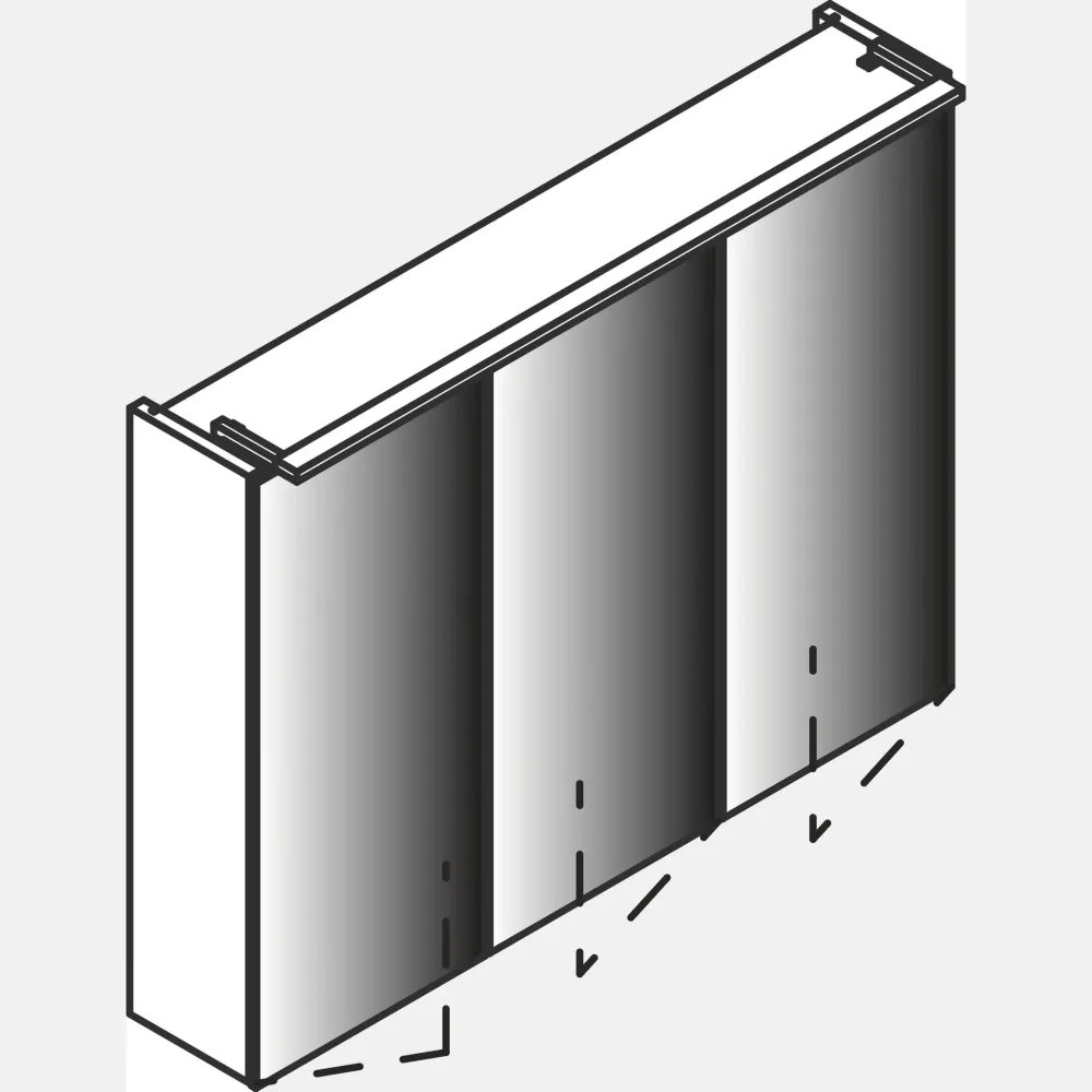 Spiegelschrank L5 | 70 cm mit dimmbarer LED-Leuchte und drei Türen, Berg-Eiche