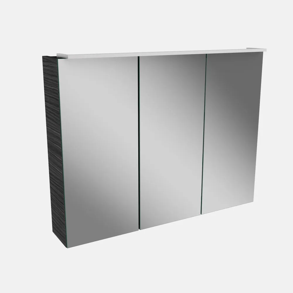Spiegelschrank L5 | 80 cm mit dimmbarer LED-Leuchte und drei Türen, Dark Oak