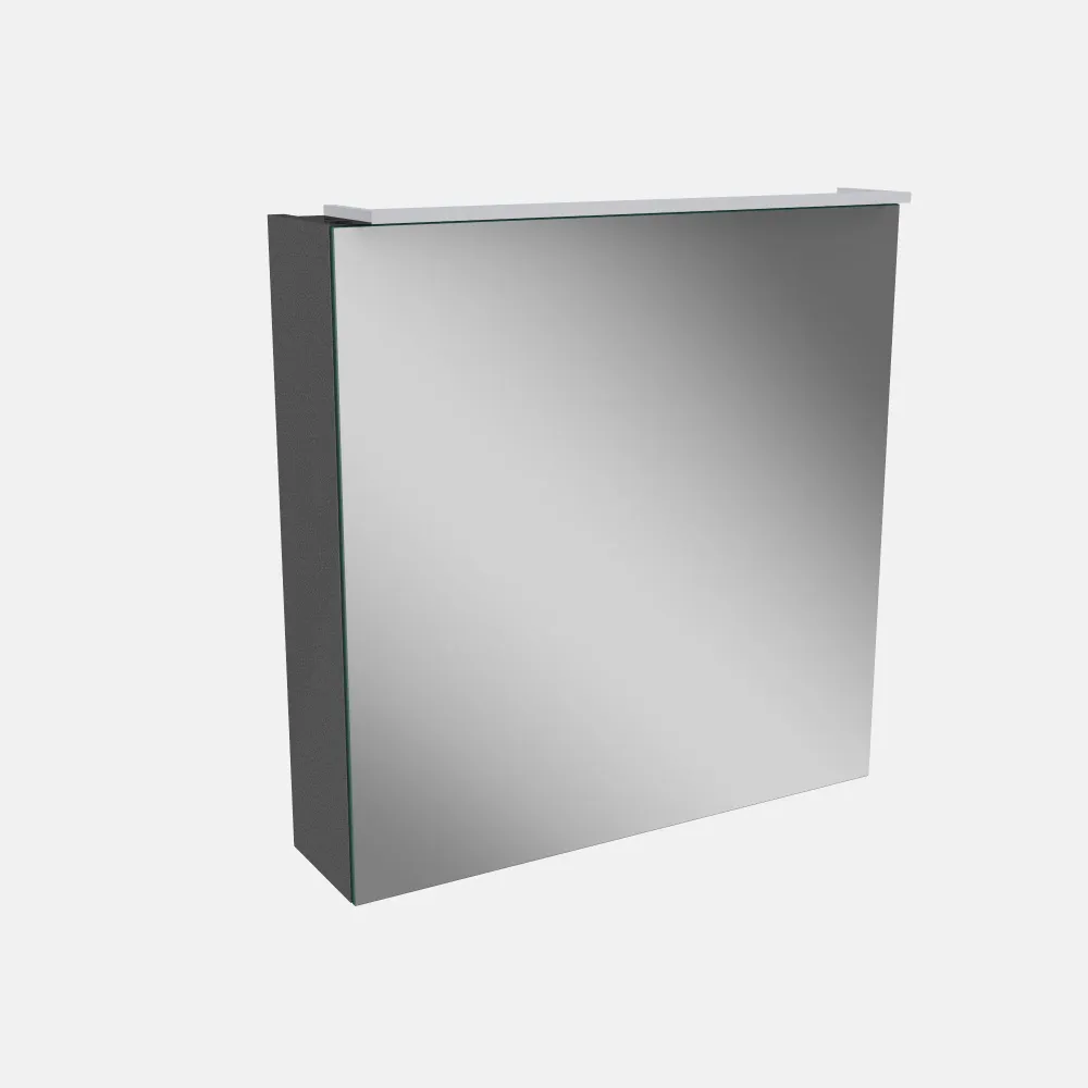 Spiegelschrank L5 | 60 cm mit dimmbarer LED-Leuchte und einer Tür Anschlag links, Grafit Hochglanz