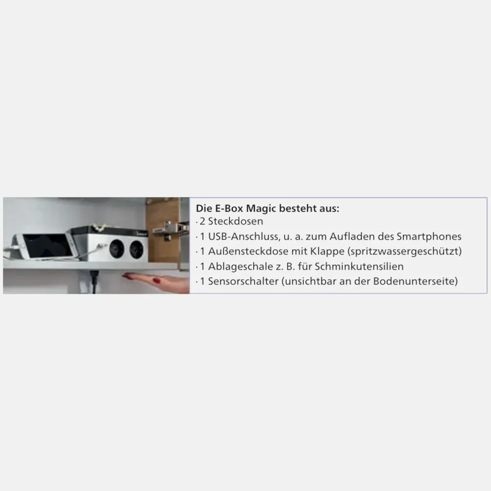 Spiegelschrank L5 | 90 cm mit dimmbarer LED-Leuchte und zwei Türen, Berg-Eiche