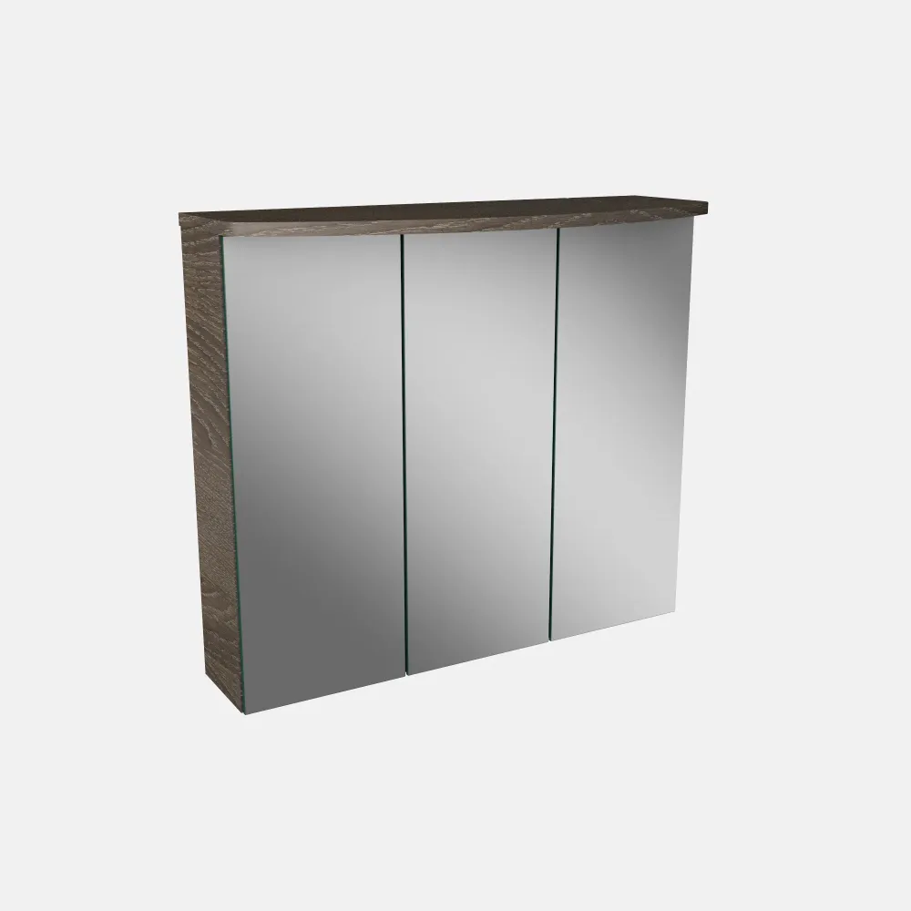 Spiegelschrank L4 I 70 cm mit einer dimmbaren LED-Leuchte und drei Türen , Eiche Maron